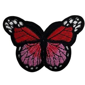 Butterfly Embroidered Iron On Patch Applique‎ Red Pink Black White DIY Craft
